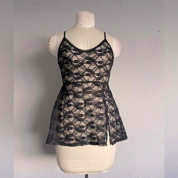 Victorias Secret Y2k Black Mesh Slip Dress Size M - Picture 1 of 8